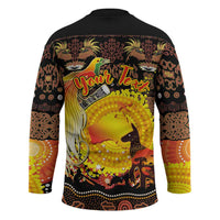 Personalized Australia and Papua New Guinea Together Hockey Jersey Kangaroo Aboriginal Art and Bird-of-paradise Oro Tribal Motifs LT03 - Polynesian Pride