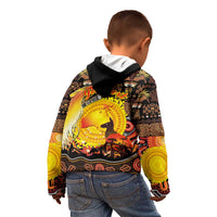 Personalized Australia and Papua New Guinea Together Kid Hoodie Kangaroo Aboriginal Art and Bird-of-paradise Oro Tribal Motifs LT03 - Polynesian Pride