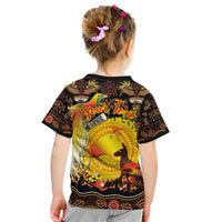 Personalized Australia and Papua New Guinea Together Kid T Shirt Kangaroo Aboriginal Art and Bird-of-paradise Oro Tribal Motifs LT03 - Polynesian Pride