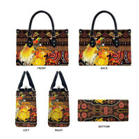 Australia and Papua New Guinea Together Leather Bag Kangaroo Aboriginal Art and Bird-of-paradise Oro Tribal Motifs LT03 - Polynesian Pride