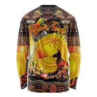 Personalized Australia and Papua New Guinea Together Long Sleeve Shirt Kangaroo Aboriginal Art and Bird-of-paradise Oro Tribal Motifs LT03 - Polynesian Pride