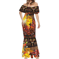 Personalized Australia and Papua New Guinea Together Mermaid Dress Kangaroo Aboriginal Art and Bird-of-paradise Oro Tribal Motifs LT03 - Polynesian Pride