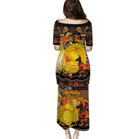 Personalized Australia and Papua New Guinea Together Puletasi Kangaroo Aboriginal Art and Bird-of-paradise Oro Tribal Motifs LT03 - Polynesian Pride