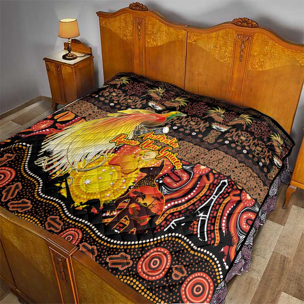 Australia and Papua New Guinea Together Quilt Kangaroo Aboriginal Art and Bird-of-paradise Oro Tribal Motifs LT03 - Polynesian Pride