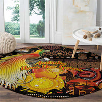 Australia and Papua New Guinea Together Round Carpet Kangaroo Aboriginal Art and Bird-of-paradise Oro Tribal Motifs LT03 - Polynesian Pride