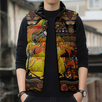 Personalized Australia and Papua New Guinea Together Sleeveless Puffer Jacket Kangaroo Aboriginal Art and Bird-of-paradise Oro Tribal Motifs LT03 - Polynesian Pride
