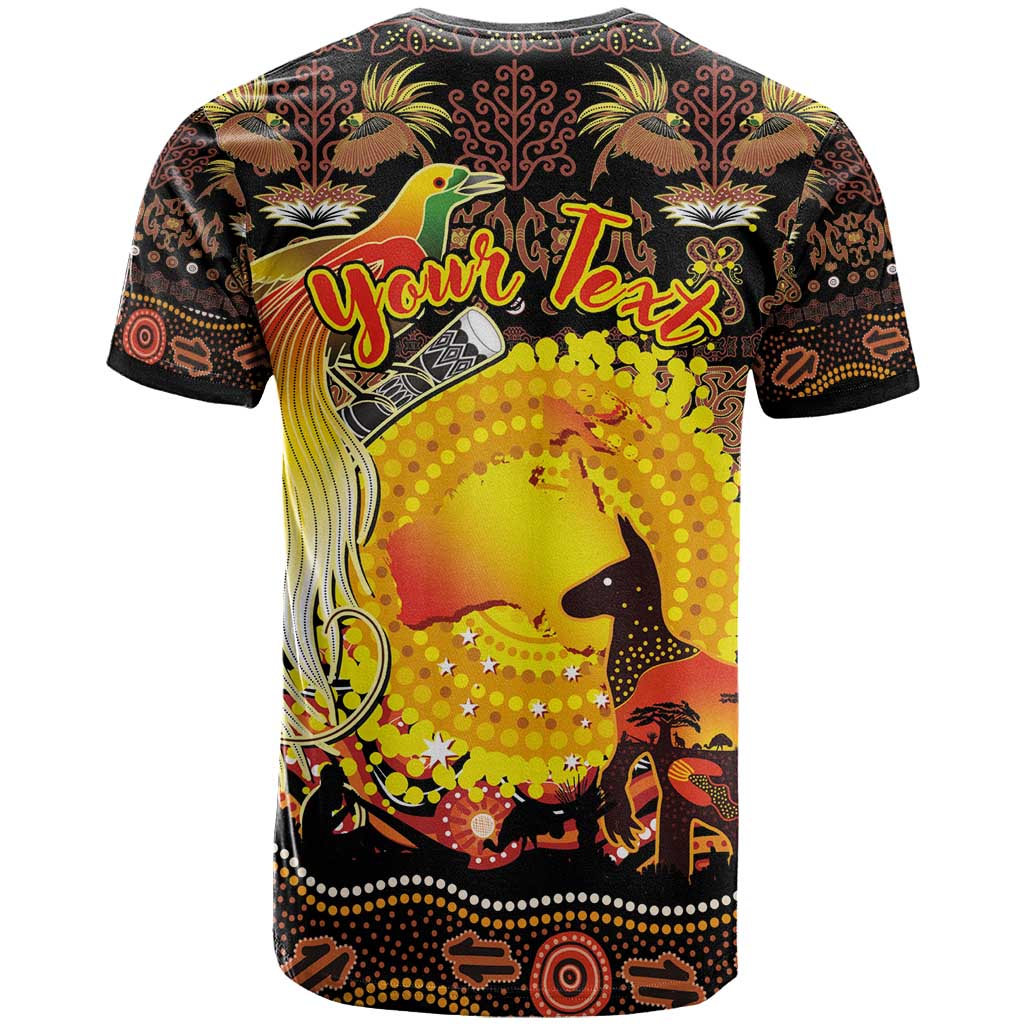 Personalized Australia and Papua New Guinea Together T Shirt Kangaroo Aboriginal Art and Bird-of-paradise Oro Tribal Motifs LT03 - Polynesian Pride