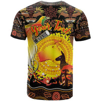 Personalized Australia and Papua New Guinea Together T Shirt Kangaroo Aboriginal Art and Bird-of-paradise Oro Tribal Motifs LT03 - Polynesian Pride