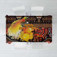 Australia and Papua New Guinea Together Tablecloth Kangaroo Aboriginal Art and Bird-of-paradise Oro Tribal Motifs LT03 Black - Polynesian Pride