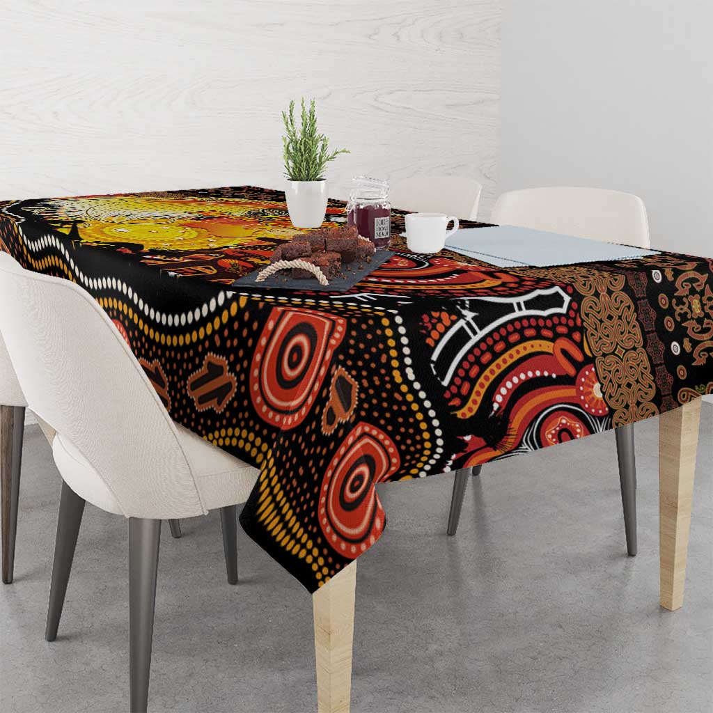 Australia and Papua New Guinea Together Tablecloth Kangaroo Aboriginal Art and Bird-of-paradise Oro Tribal Motifs LT03 - Polynesian Pride