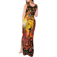 Personalized Australia and Papua New Guinea Together Tank Maxi Dress Kangaroo Aboriginal Art and Bird-of-paradise Oro Tribal Motifs LT03 - Polynesian Pride