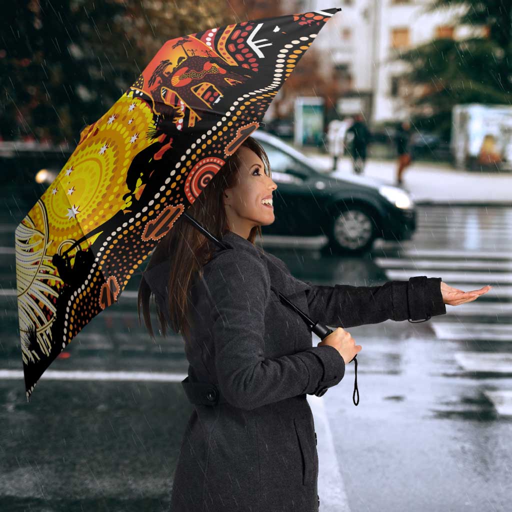 Australia and Papua New Guinea Together Umbrella Kangaroo Aboriginal Art and Bird-of-paradise Oro Tribal Motifs LT03 - Polynesian Pride