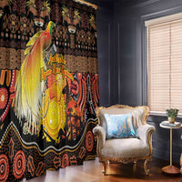 Australia and Papua New Guinea Together Window Curtain Kangaroo Aboriginal Art and Bird-of-paradise Oro Tribal Motifs LT03 - Polynesian Pride