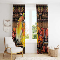 Australia and Papua New Guinea Together Window Curtain Kangaroo Aboriginal Art and Bird-of-paradise Oro Tribal Motifs LT03 - Polynesian Pride