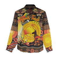Personalized Australia and Papua New Guinea Together Women Casual Shirt Kangaroo Aboriginal Art and Bird-of-paradise Oro Tribal Motifs LT03 - Polynesian Pride