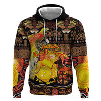 Personalized Australia and Papua New Guinea Together Zip Hoodie Kangaroo Aboriginal Art and Bird-of-paradise Oro Tribal Motifs LT03 Pullover Hoodie Black - Polynesian Pride