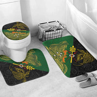 Chimpu Province Papua New Guinea Bathroom Set Bird-of-paradise Art Tattoo and Melanesian Motifs LT03 Mat Set Only (3 pcs) One Size Black - Polynesian Pride
