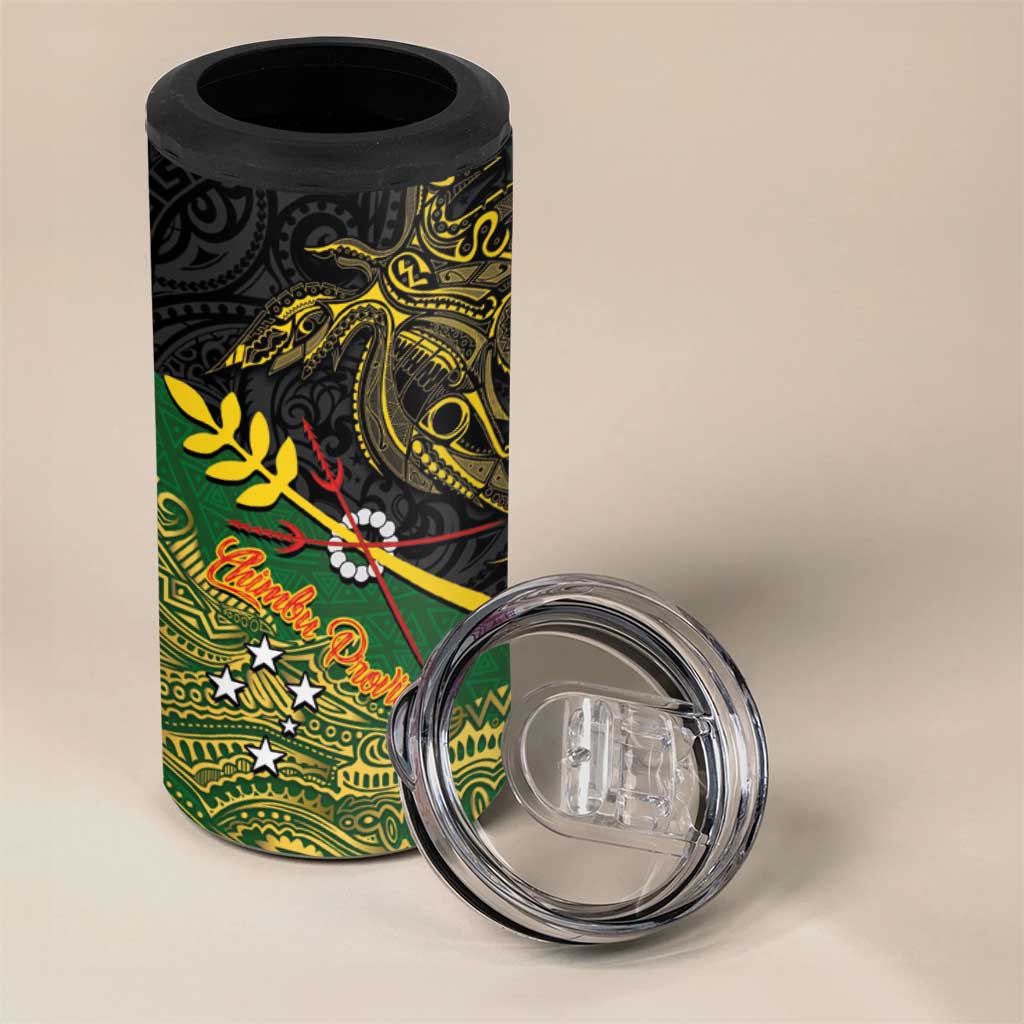 Chimpu Province Papua New Guinea 4 in 1 Can Cooler Tumbler Bird-of-paradise Art Tattoo and Melanesian Motifs LT03 - Polynesian Pride