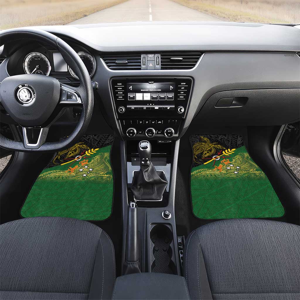 Personalized Chimpu Province Papua New Guinea Car Mats Bird-of-paradise Art Tattoo and Melanesian Motifs LT03 Set 2pcs - Front Black - Polynesian Pride