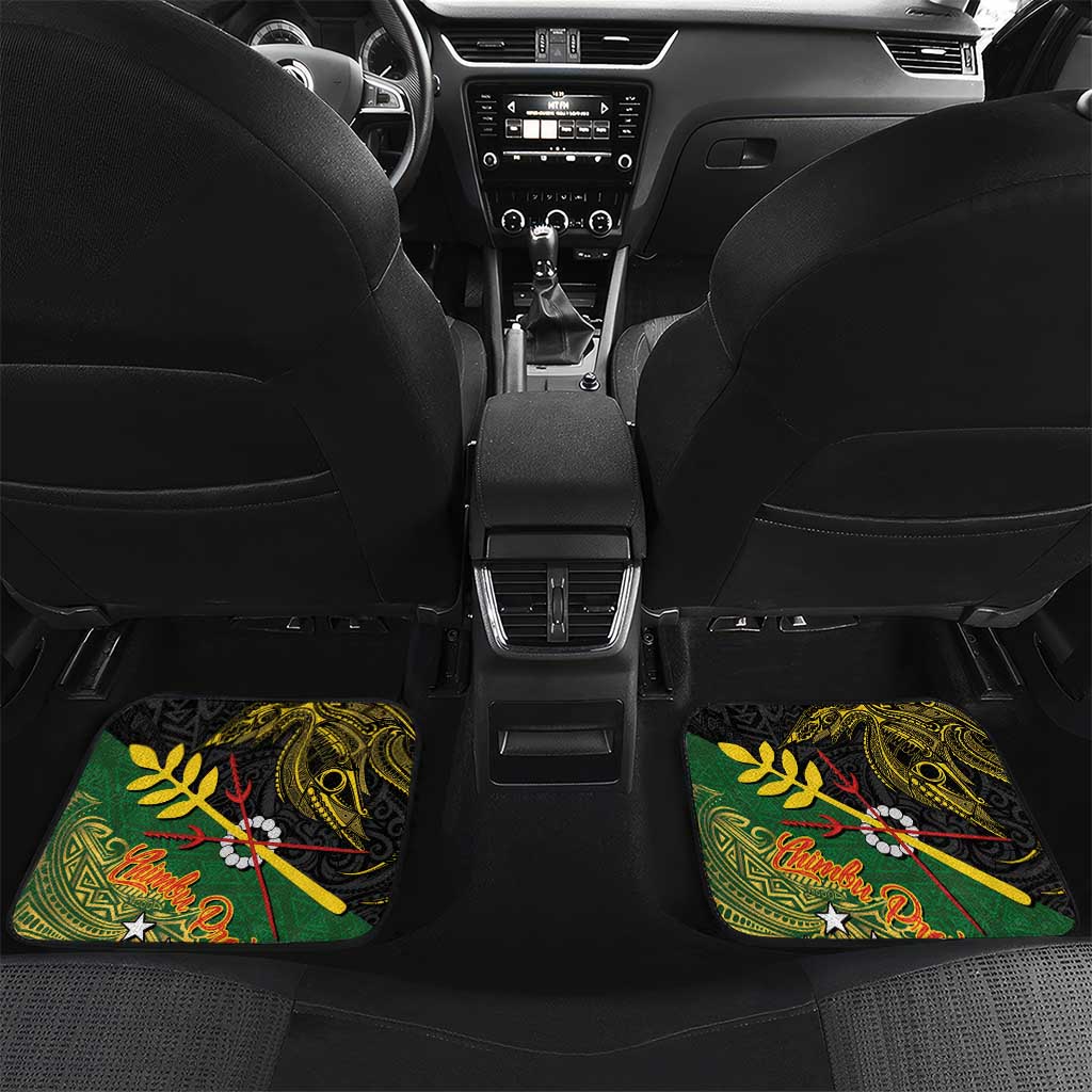Personalized Chimpu Province Papua New Guinea Car Mats Bird-of-paradise Art Tattoo and Melanesian Motifs LT03 Set 2pcs - Back Black - Polynesian Pride