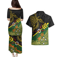 Personalized Chimpu Province Papua New Guinea Couples Matching Puletasi and Hawaiian Shirt Bird-of-paradise Art Tattoo and Melanesian Motifs LT03 - Polynesian Pride