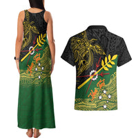 Personalized Chimpu Province Papua New Guinea Couples Matching Tank Maxi Dress and Hawaiian Shirt Bird-of-paradise Art Tattoo and Melanesian Motifs LT03 - Polynesian Pride