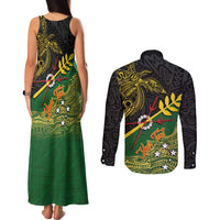 Personalized Chimpu Province Papua New Guinea Couples Matching Tank Maxi Dress and Long Sleeve Button Shirt Bird-of-paradise Art Tattoo and Melanesian Motifs LT03 - Polynesian Pride