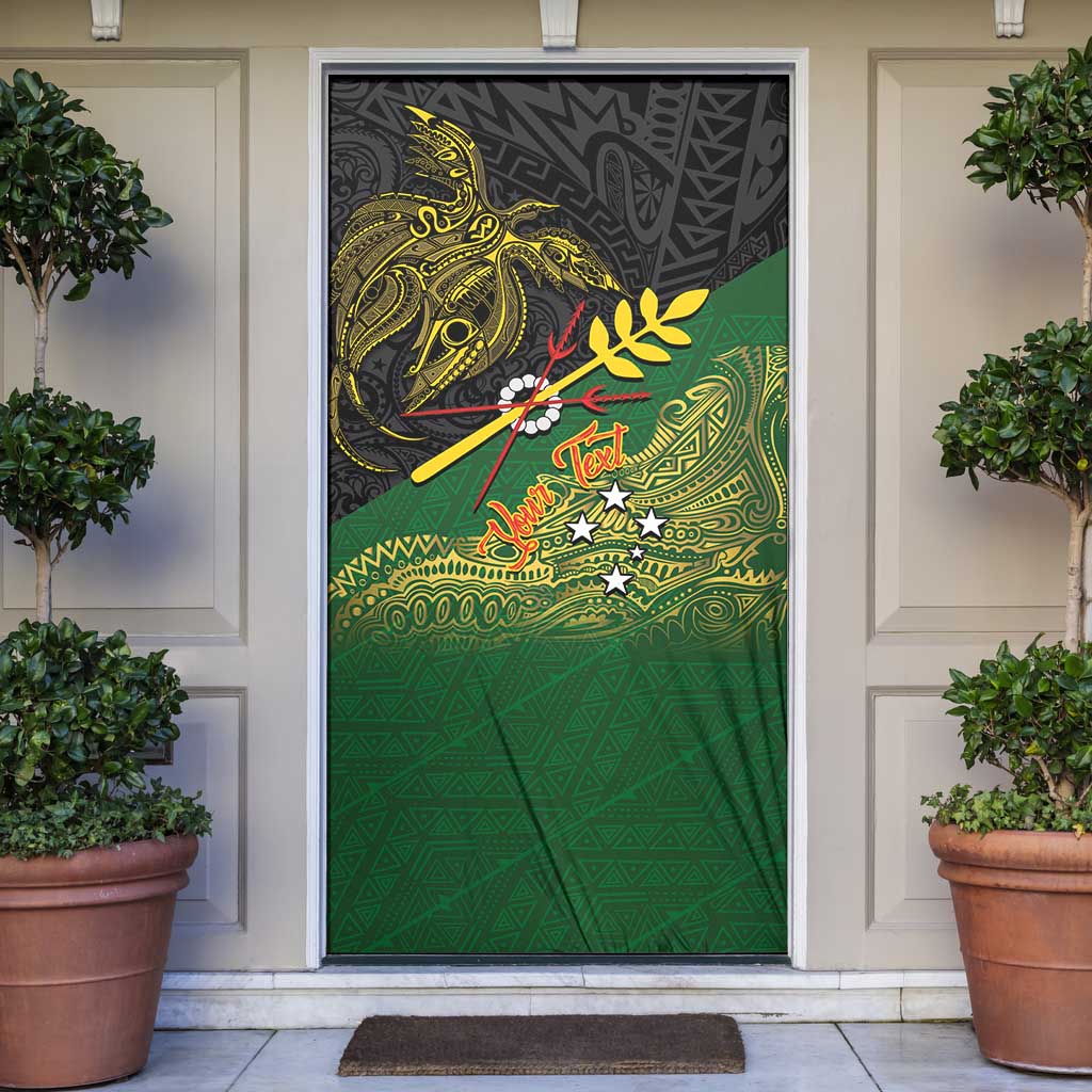 Personalized Chimpu Province Papua New Guinea Door Cover Bird-of-paradise Art Tattoo and Melanesian Motifs LT03 Black - Polynesian Pride