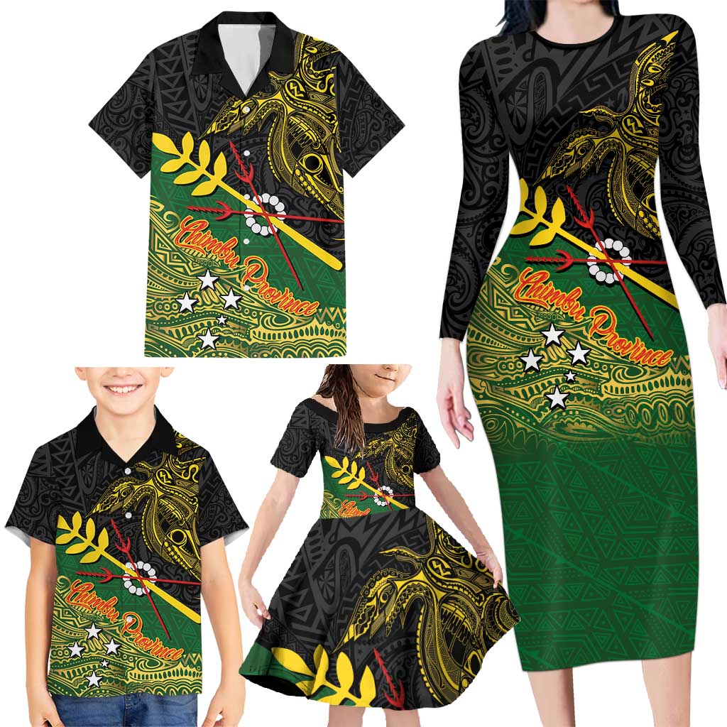 Personalized Chimpu Province Papua New Guinea Family Matching Long Sleeve Bodycon Dress and Hawaiian Shirt Bird-of-paradise Art Tattoo and Melanesian Motifs LT03 - Polynesian Pride
