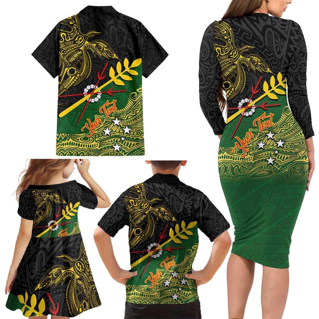 Personalized Chimpu Province Papua New Guinea Family Matching Long Sleeve Bodycon Dress and Hawaiian Shirt Bird-of-paradise Art Tattoo and Melanesian Motifs LT03 - Polynesian Pride
