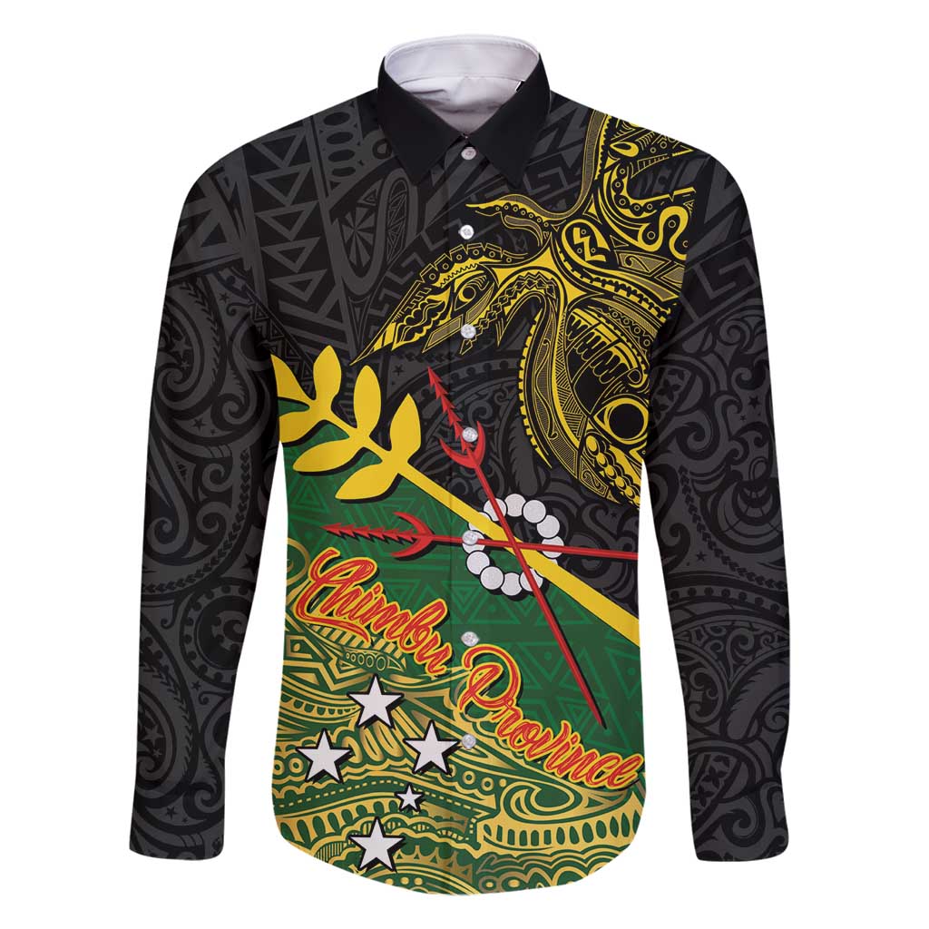 Personalized Chimpu Province Papua New Guinea Family Matching Long Sleeve Bodycon Dress and Hawaiian Shirt Bird-of-paradise Art Tattoo and Melanesian Motifs LT03 Dad's Shirt - Long Sleeve Black - Polynesian Pride