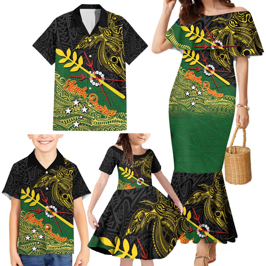 Personalized Chimpu Province Papua New Guinea Family Matching Mermaid Dress and Hawaiian Shirt Bird-of-paradise Art Tattoo and Melanesian Motifs LT03 - Polynesian Pride