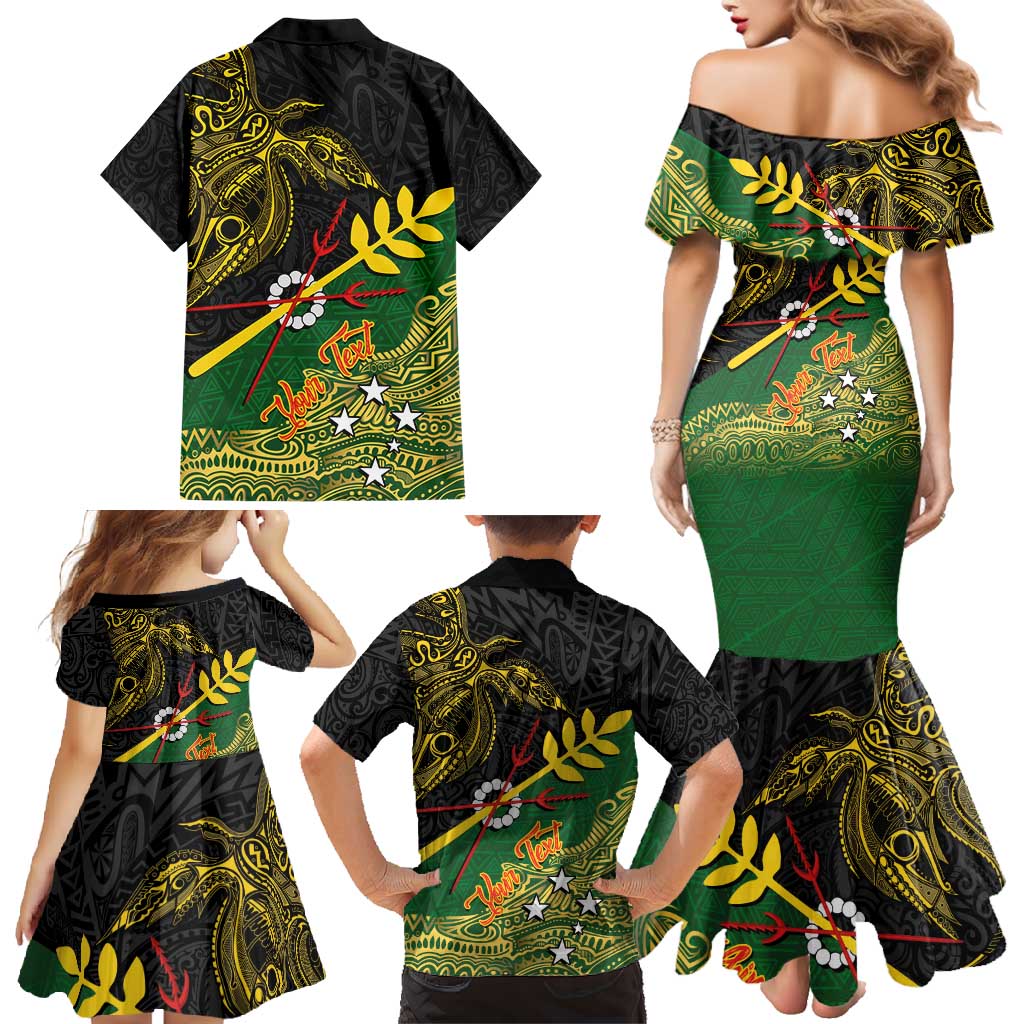 Personalized Chimpu Province Papua New Guinea Family Matching Mermaid Dress and Hawaiian Shirt Bird-of-paradise Art Tattoo and Melanesian Motifs LT03 - Polynesian Pride