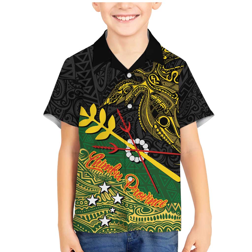 Personalized Chimpu Province Papua New Guinea Family Matching Mermaid Dress and Hawaiian Shirt Bird-of-paradise Art Tattoo and Melanesian Motifs LT03 Son's Shirt Black - Polynesian Pride