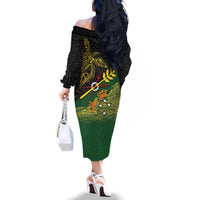 Personalized Chimpu Province Papua New Guinea Family Matching Off The Shoulder Long Sleeve Dress and Hawaiian Shirt Bird-of-paradise Art Tattoo and Melanesian Motifs LT03 - Polynesian Pride