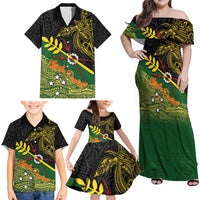 Personalized Chimpu Province Papua New Guinea Family Matching Off Shoulder Maxi Dress and Hawaiian Shirt Bird-of-paradise Art Tattoo and Melanesian Motifs LT03 - Polynesian Pride