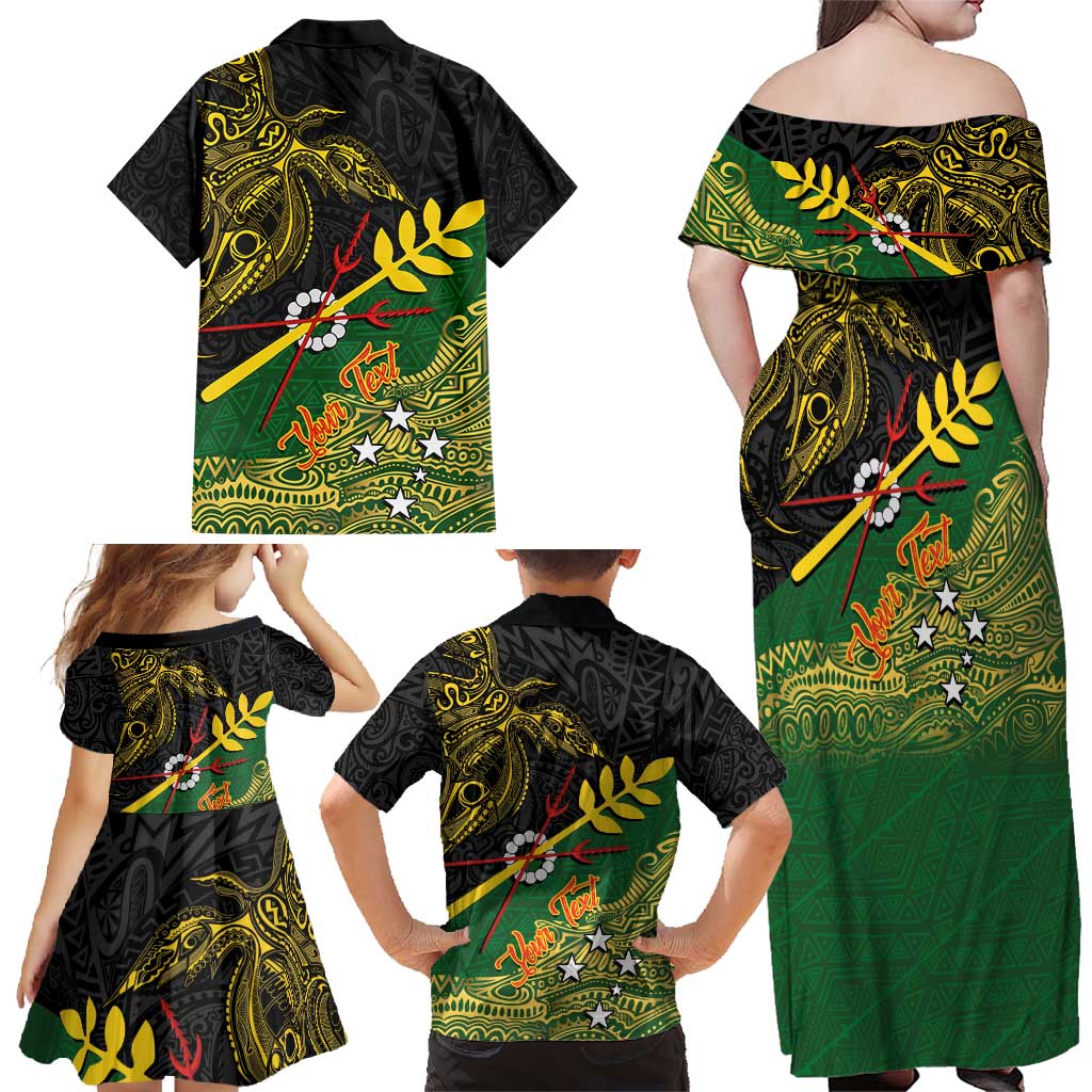 Personalized Chimpu Province Papua New Guinea Family Matching Off Shoulder Maxi Dress and Hawaiian Shirt Bird-of-paradise Art Tattoo and Melanesian Motifs LT03 - Polynesian Pride