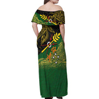 Personalized Chimpu Province Papua New Guinea Family Matching Off Shoulder Maxi Dress and Hawaiian Shirt Bird-of-paradise Art Tattoo and Melanesian Motifs LT03 - Polynesian Pride