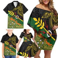 Personalized Chimpu Province Papua New Guinea Family Matching Off Shoulder Short Dress and Hawaiian Shirt Bird-of-paradise Art Tattoo and Melanesian Motifs LT03 - Polynesian Pride