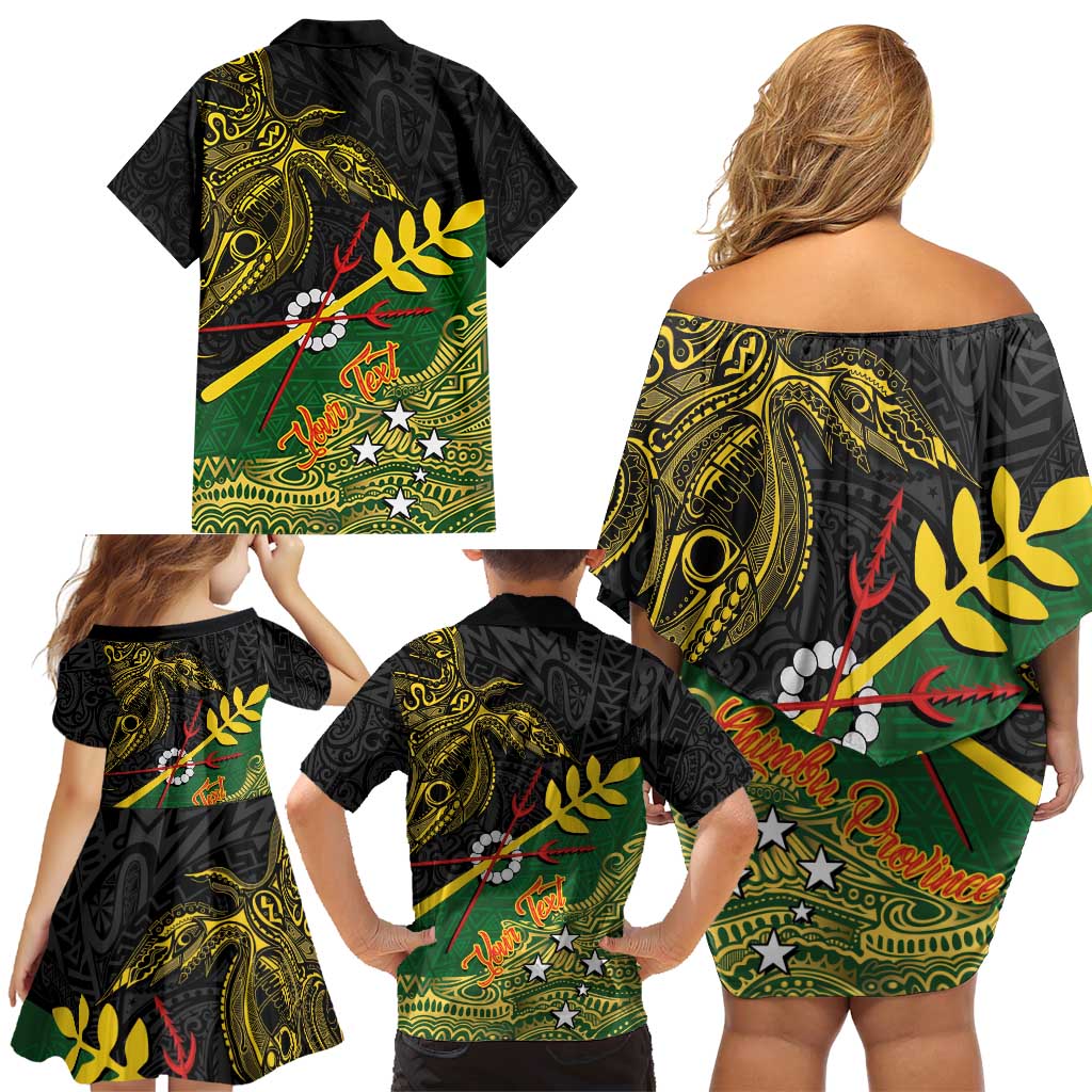 Personalized Chimpu Province Papua New Guinea Family Matching Off Shoulder Short Dress and Hawaiian Shirt Bird-of-paradise Art Tattoo and Melanesian Motifs LT03 - Polynesian Pride