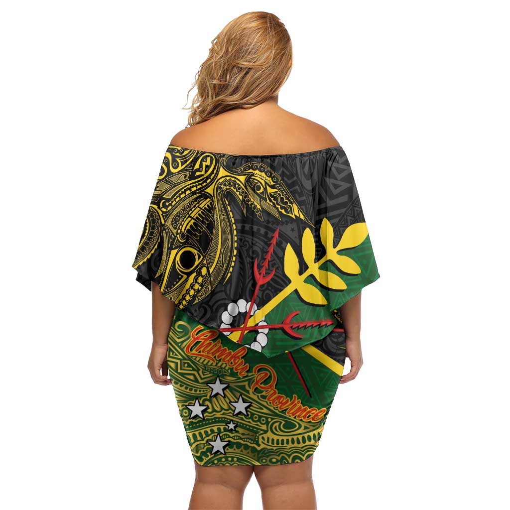 Personalized Chimpu Province Papua New Guinea Family Matching Off Shoulder Short Dress and Hawaiian Shirt Bird-of-paradise Art Tattoo and Melanesian Motifs LT03 - Polynesian Pride