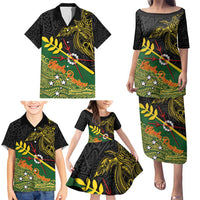 Personalized Chimpu Province Papua New Guinea Family Matching Puletasi and Hawaiian Shirt Bird-of-paradise Art Tattoo and Melanesian Motifs LT03 - Polynesian Pride