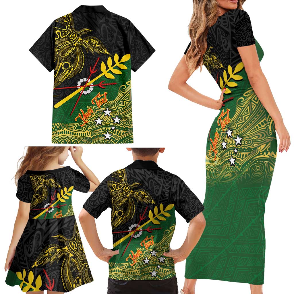 Personalized Chimpu Province Papua New Guinea Family Matching Short Sleeve Bodycon Dress and Hawaiian Shirt Bird-of-paradise Art Tattoo and Melanesian Motifs LT03 - Polynesian Pride