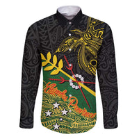 Personalized Chimpu Province Papua New Guinea Family Matching Tank Maxi Dress and Hawaiian Shirt Bird-of-paradise Art Tattoo and Melanesian Motifs LT03 Dad's Shirt - Long Sleeve Black - Polynesian Pride