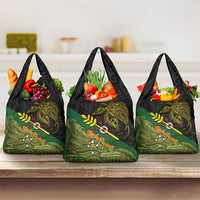 Chimpu Province Papua New Guinea Grocery Bag Bird-of-paradise Art Tattoo and Melanesian Motifs LT03 3-pack One Size Black - Polynesian Pride