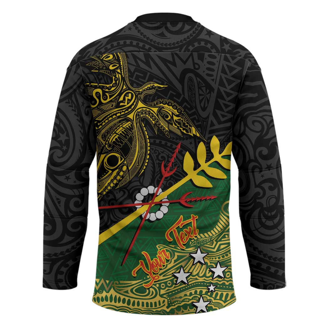 Personalized Chimpu Province Papua New Guinea Hockey Jersey Bird-of-paradise Art Tattoo and Melanesian Motifs LT03 - Polynesian Pride