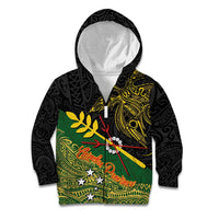 Personalized Chimpu Province Papua New Guinea Kid Hoodie Bird-of-paradise Art Tattoo and Melanesian Motifs LT03 Zip Hoodie Black - Polynesian Pride