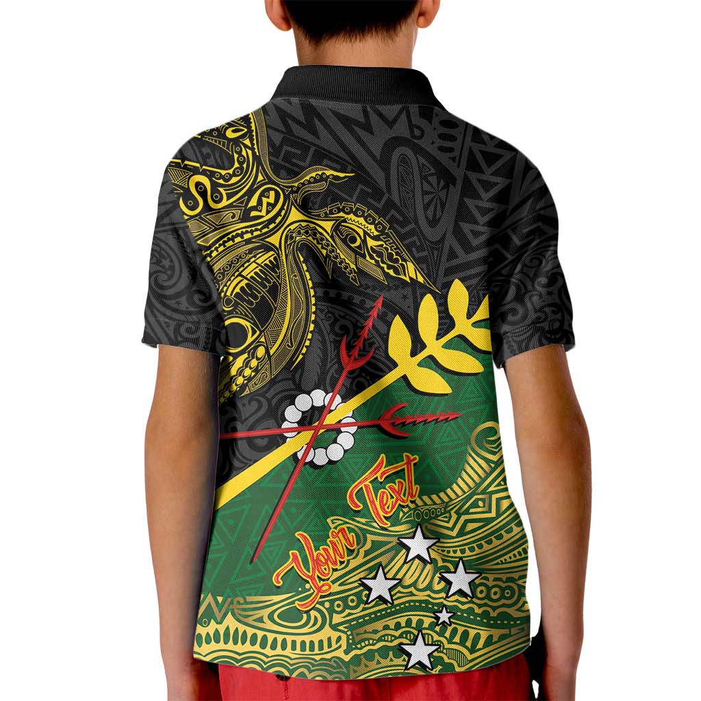 Personalized Chimpu Province Papua New Guinea Kid Polo Shirt Bird-of-paradise Art Tattoo and Melanesian Motifs LT03 - Polynesian Pride