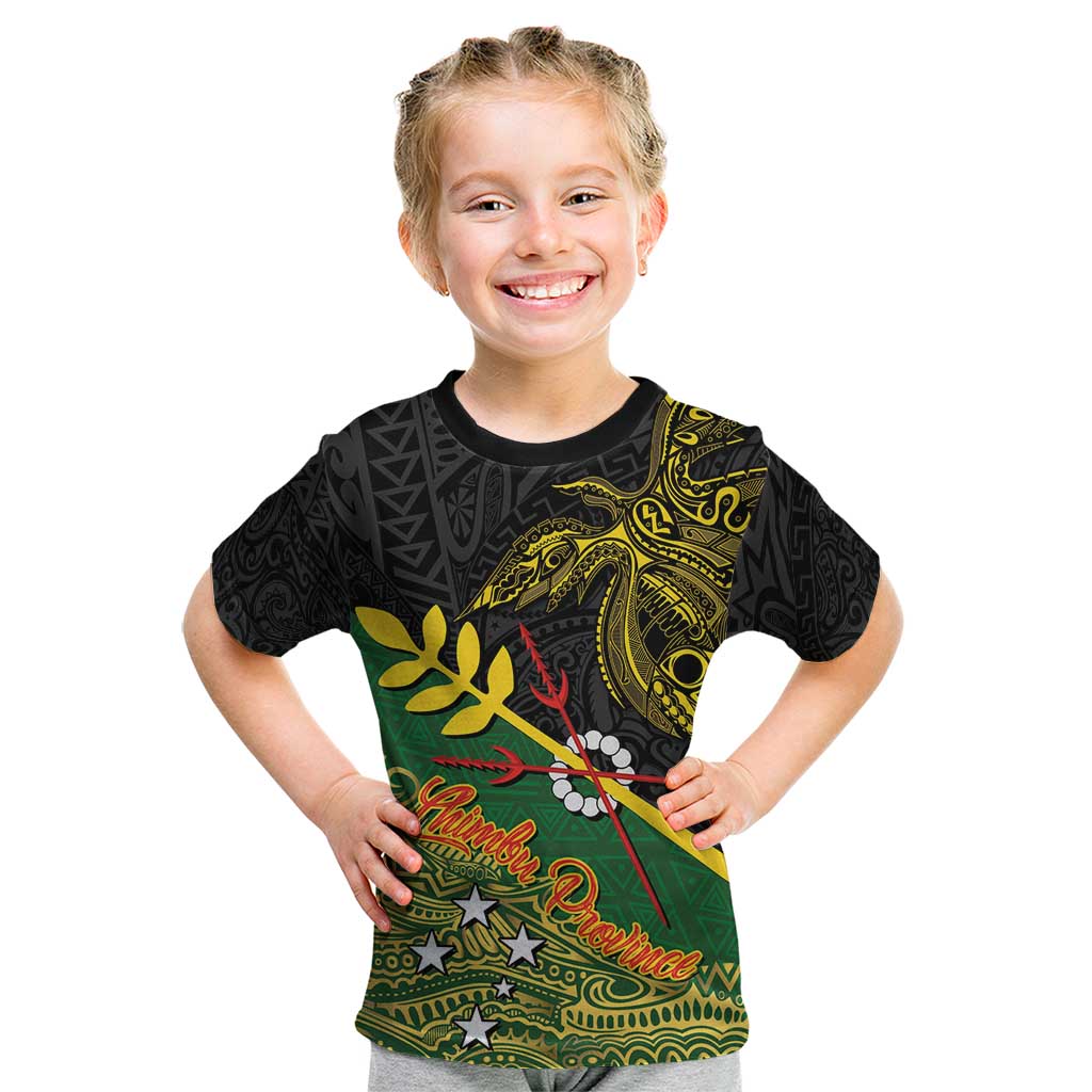 Personalized Chimpu Province Papua New Guinea Kid T Shirt Bird-of-paradise Art Tattoo and Melanesian Motifs LT03 Black - Polynesian Pride
