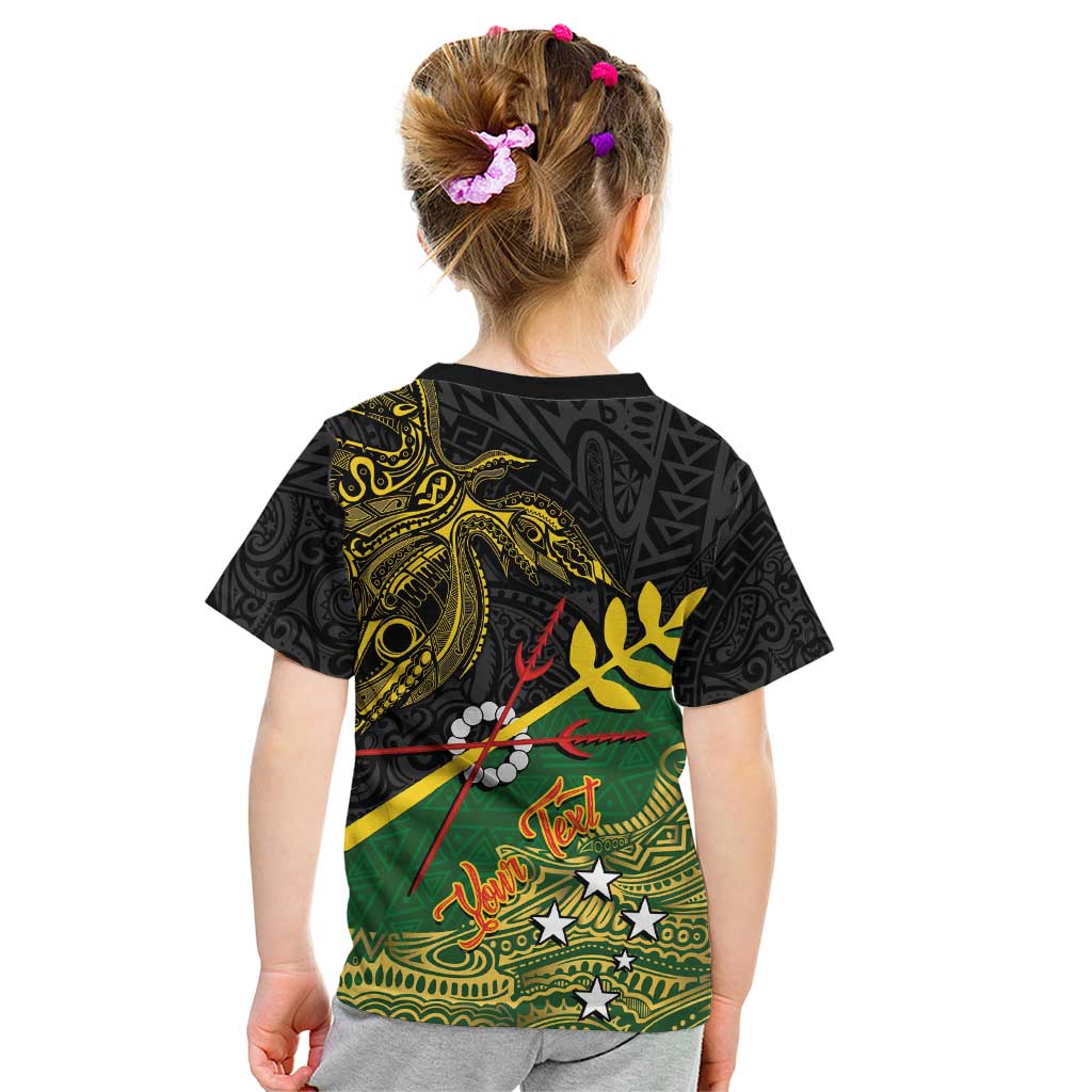 Personalized Chimpu Province Papua New Guinea Kid T Shirt Bird-of-paradise Art Tattoo and Melanesian Motifs LT03 - Polynesian Pride